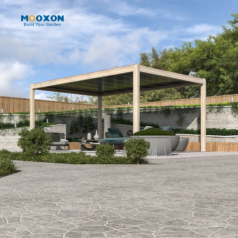 Mooxon 3X3 Garden Gazebo Metal Green Houses Waterproof Motorized Louver Aluminum Patio Pergolas for Outdoor