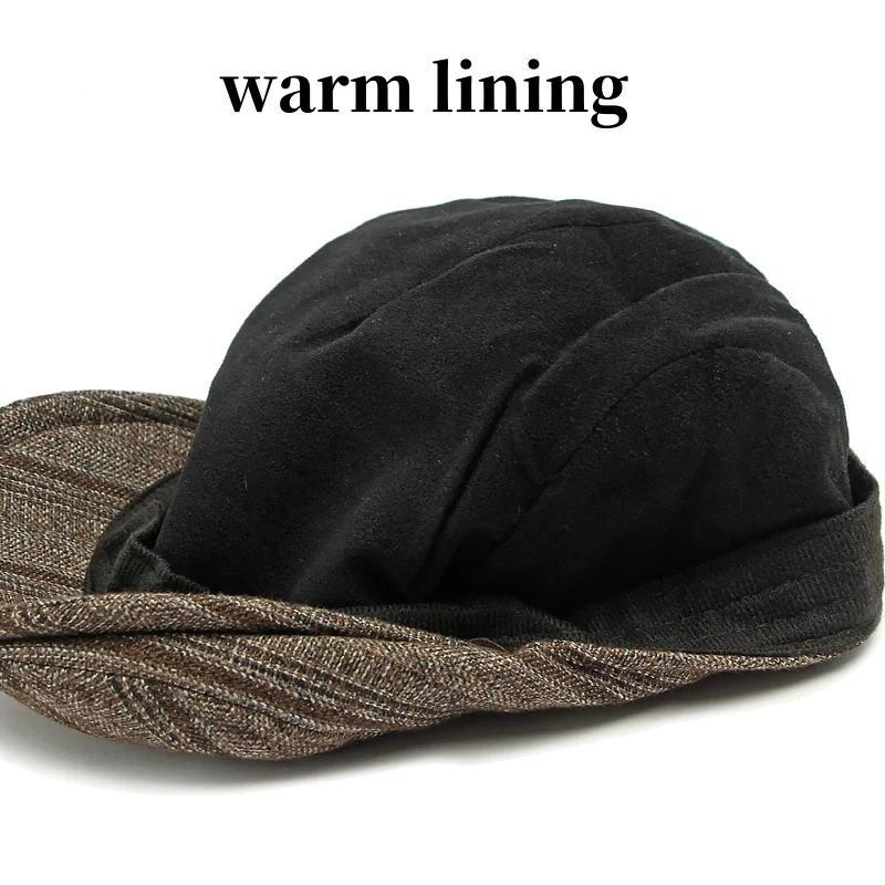 Winter Vintage Women Men beret hat warm fleece lining beret