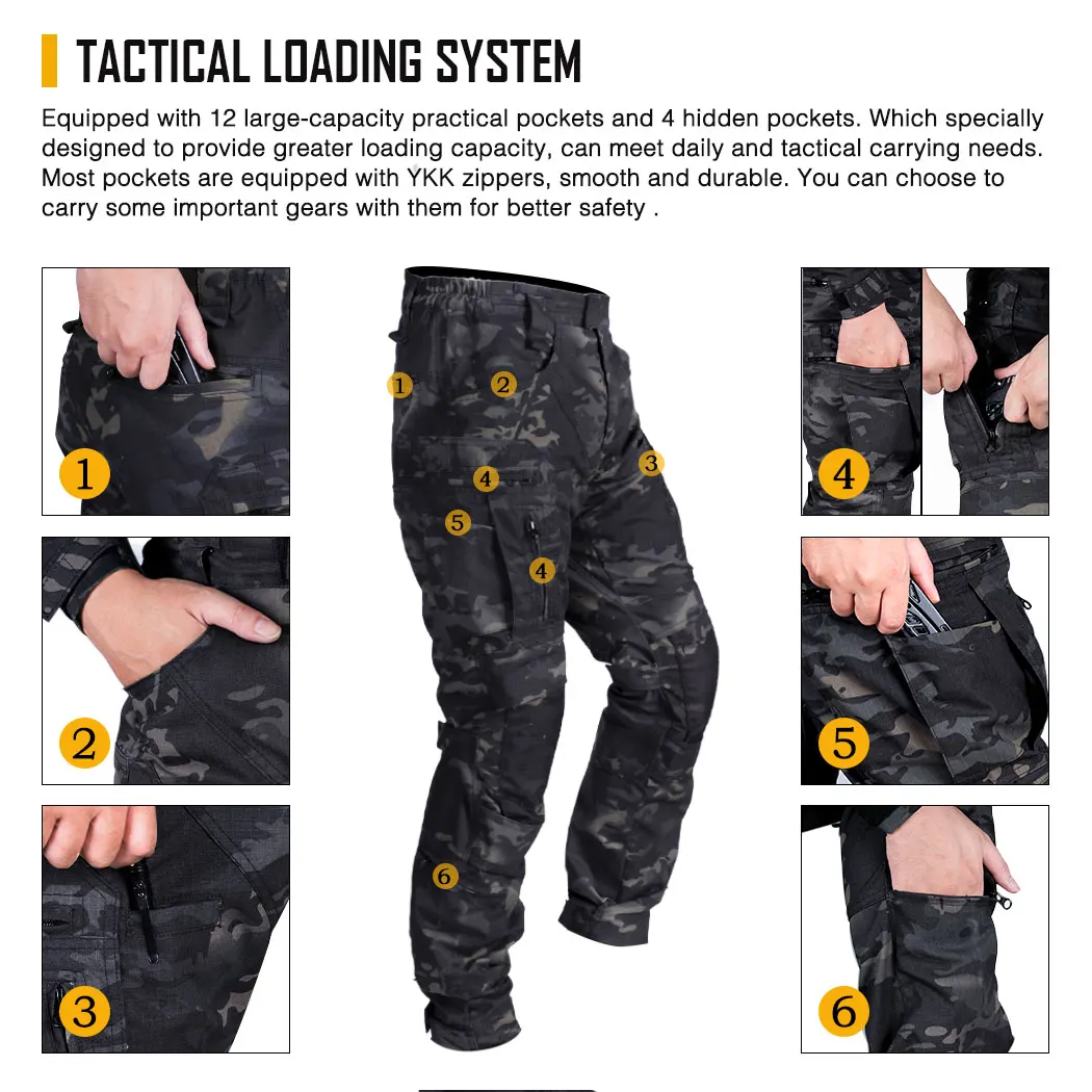 IDOGEAR Men Hunting Outdoor Trousers Camouflage Tactical Pants with Hidden Knee Pads Wholesale Tactical Pants Bdu Pants
