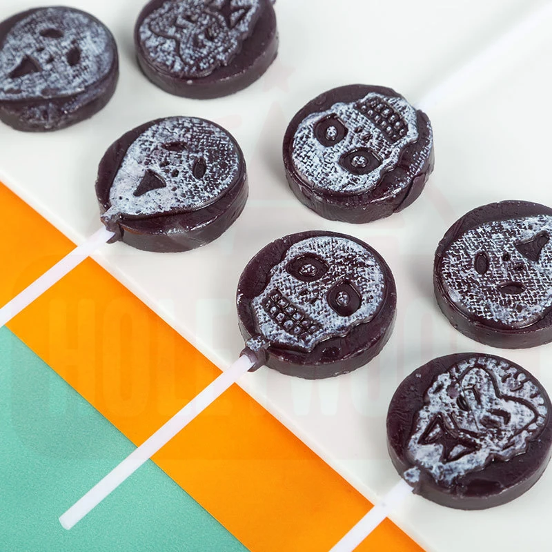 Holeywood 3D 8g Skull Hard Candy Lollipop Mixed Fruit and Sugar Ball Halloween Prank Halal Certified
