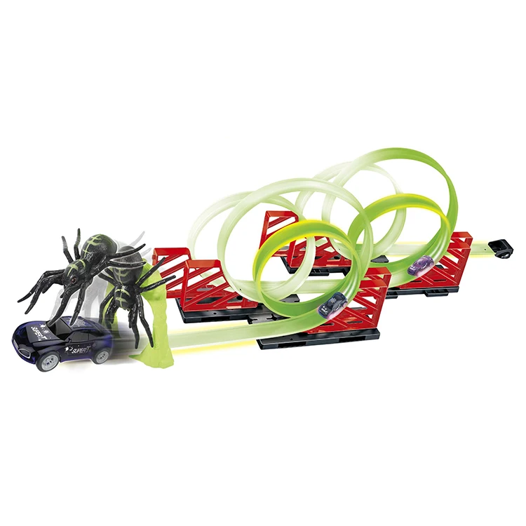 2021 Funny Item Pull Back Car with Light Plastic Noctilucent Track Rail Toy for Children