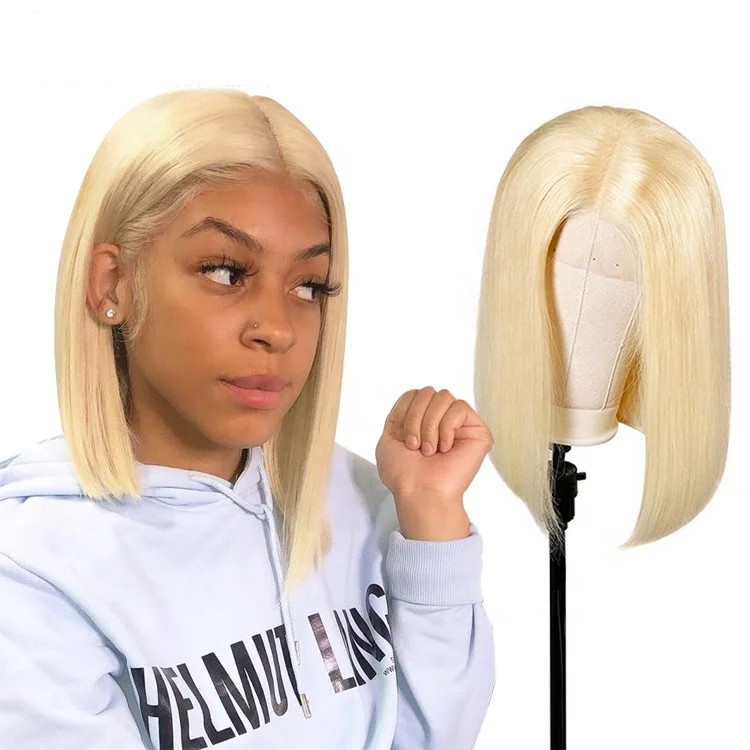 
Wholesale Price Virgin Hair 613 Blonde Color Short Bob Straight Wig Human Hair Lace Front Hair Wigs 