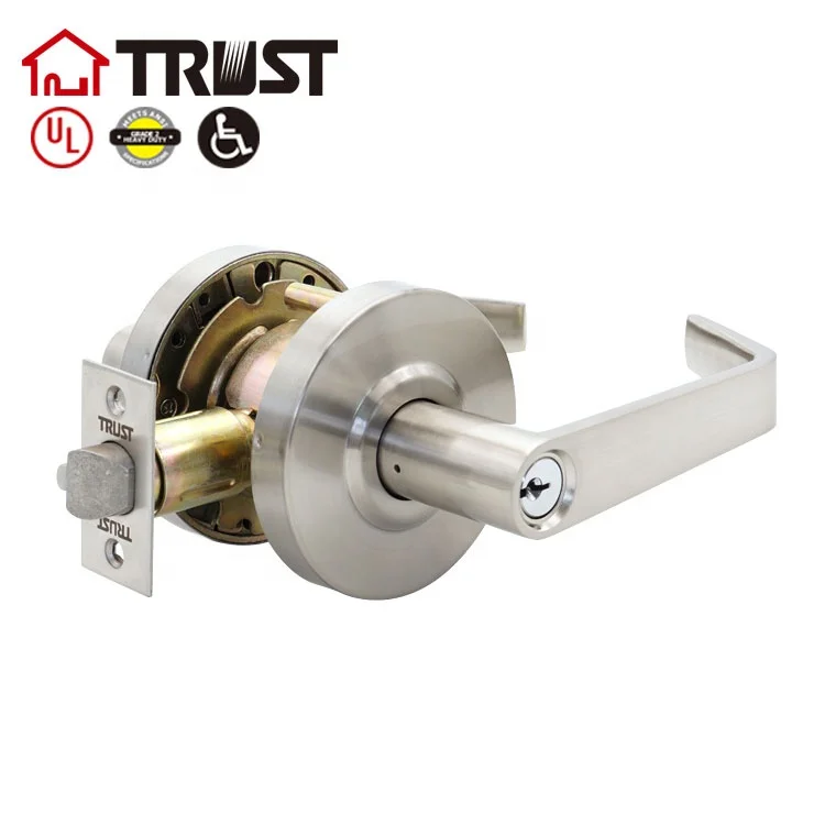 TRUST 4574-SN Grade 2 Cylindrical Lock  Storeroom Function  Saturn Lever Design Satin Chrome Finish