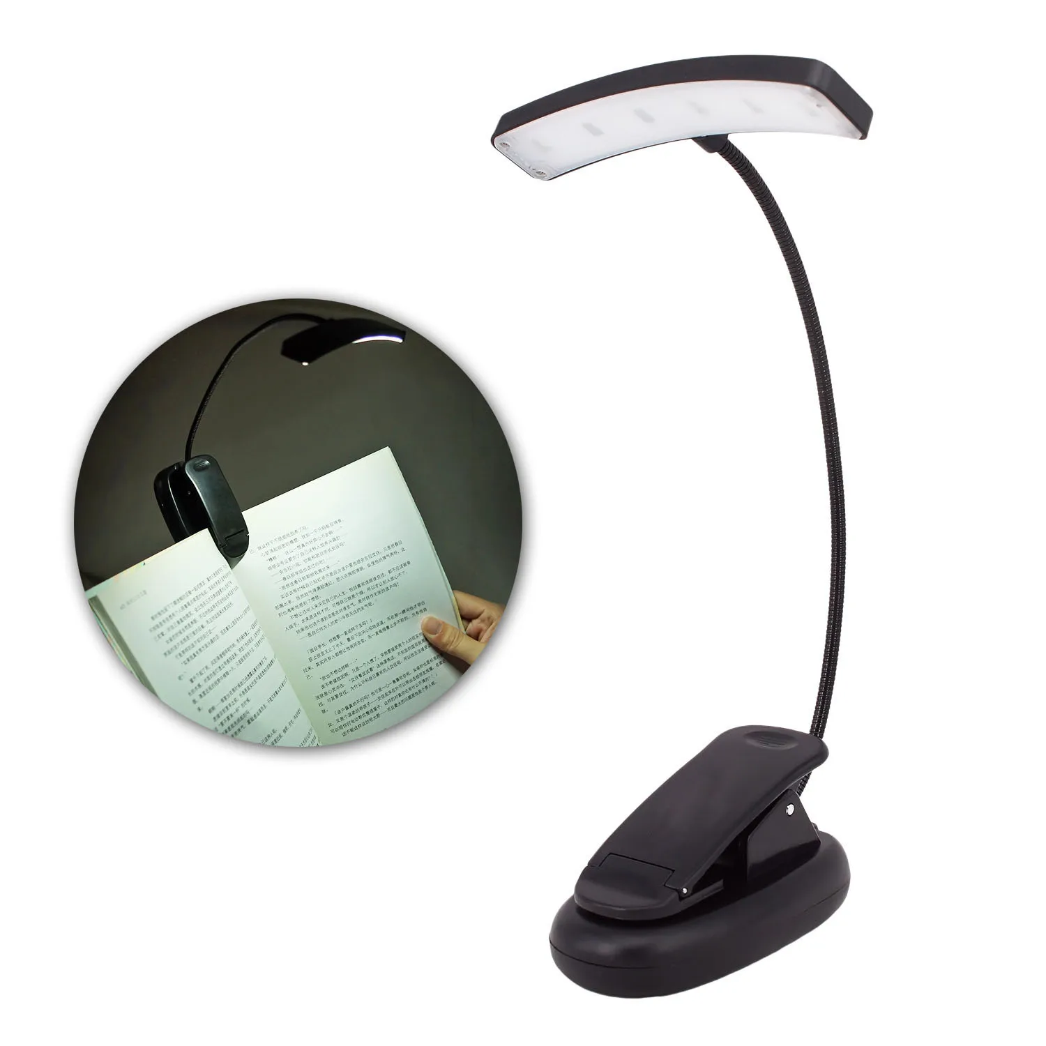 6 LED White USB Rechargeable Eye-Care Book Light Clip On Dimmable Night Desk Table Lamp For Music Stand Night Reading Piano