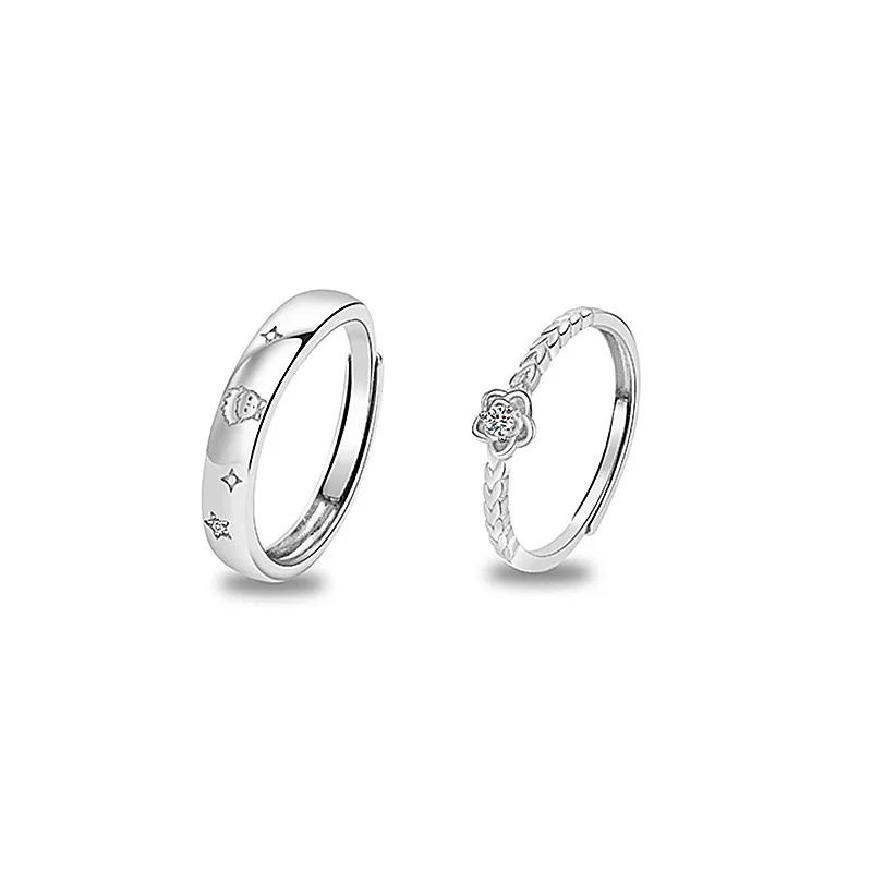 Couple 925 Sterling Silver Finger Rings For Girls Hot Sales wedding rings S925 Adjustable Vintage Couple set and engagement