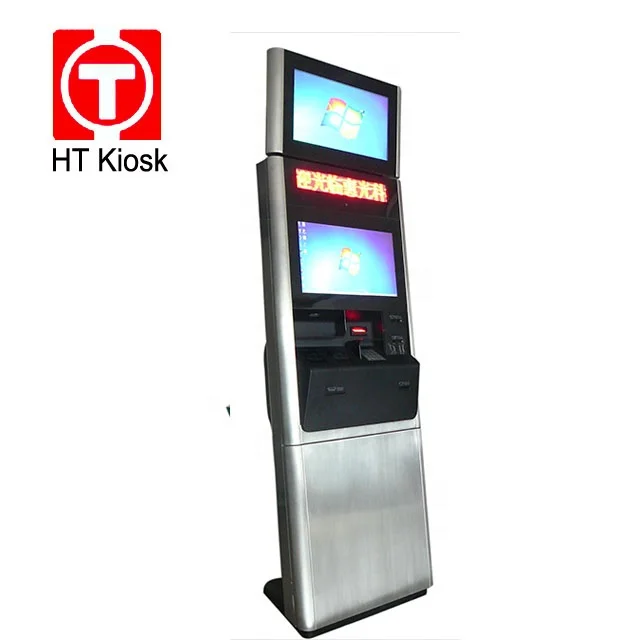 Self service supermarket check out payment kiosk with cash in and out acceptor dispenser machine kiosk