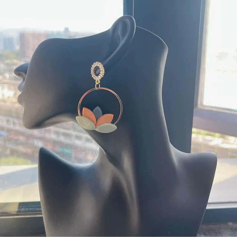 Best-selling Products Geometric Rhinestone Clay Earrings Polymer Handmade Women Splicing Polymer Clay Stud Earrings Wholesale