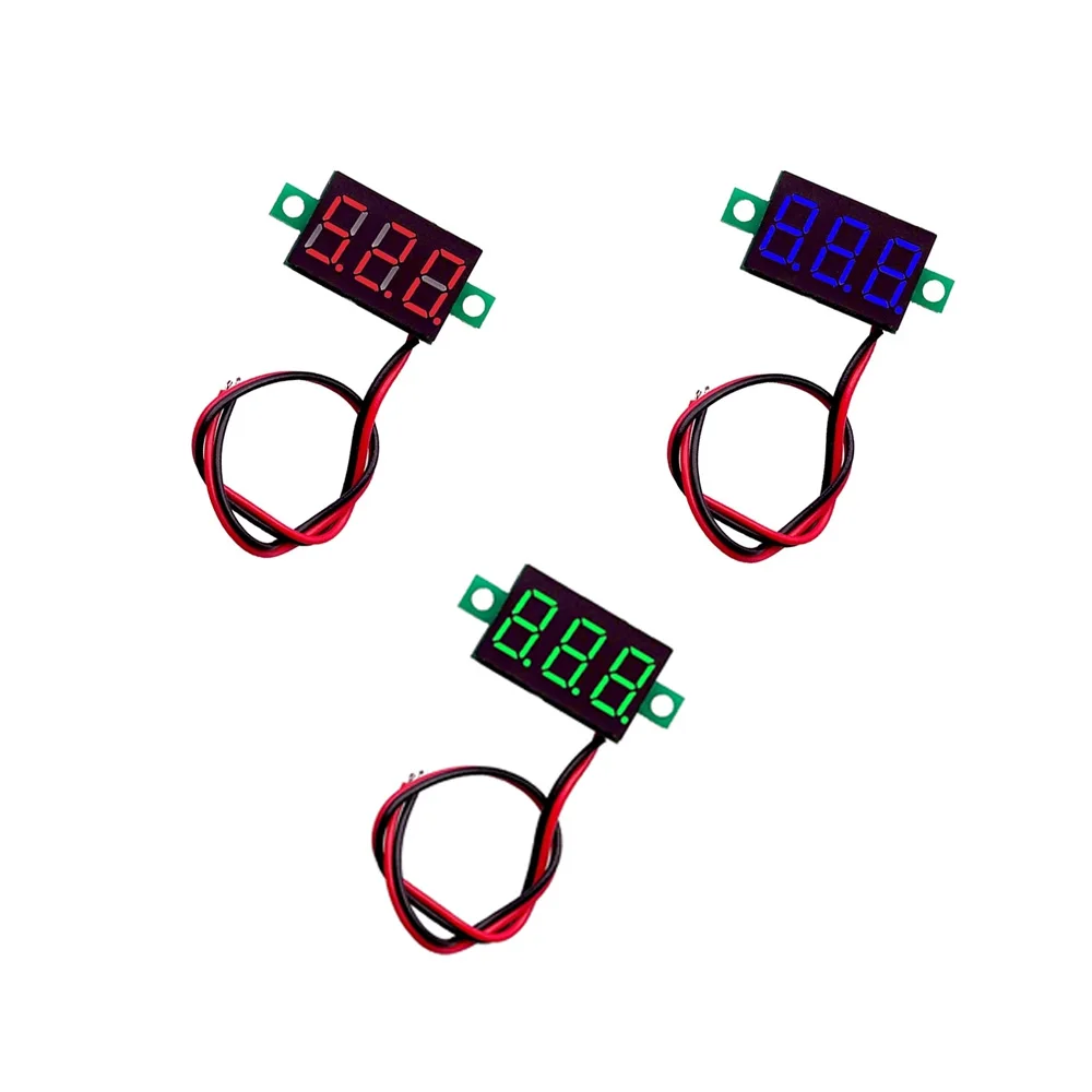 0.36 Inc 2 Wire 0.36' DC 4.5-30v 3 Display Voltmeter Mini LED Digital Voltage Meter Instrument Red/Blue/Green digital voltmeter