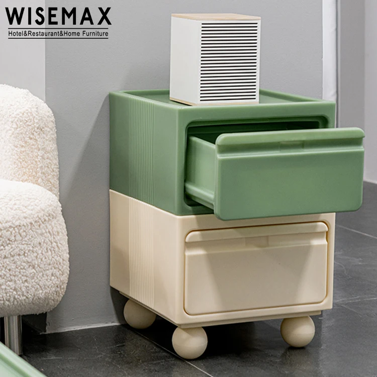 WISEMAX FURNITURE Nordic living room furniture Square shape PP plastic storage bedroom cabinet with 1 drawer