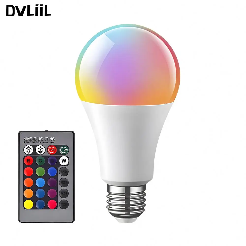 Hot Selling 12v 24v Dimming Multi-Color Smart LED RGB  Bulb Remote Control Lighting RGB Lamp