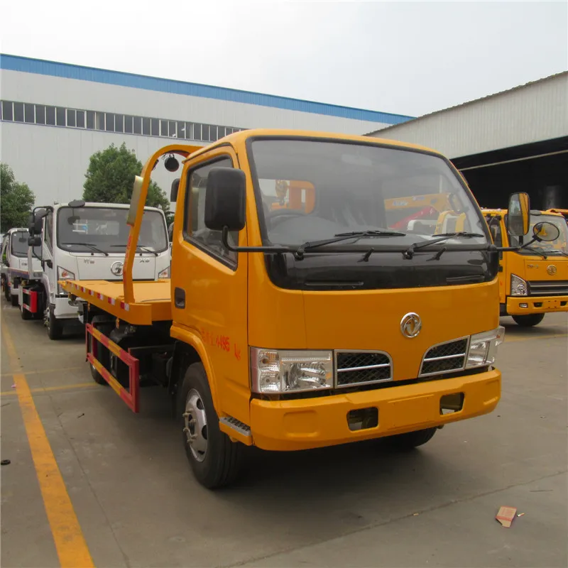 DFAC tow wrecker two cars lift slide bed flat break down towing cars car rotating tray truck 4 ton