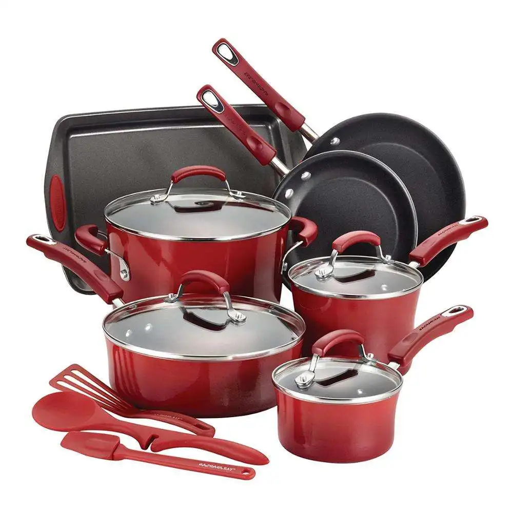 2023 Oem 14 Pieces Cheap Price Die Cast Casserole Forged Big Aluminium Kitchen Nonstick Pan Cookware Sets