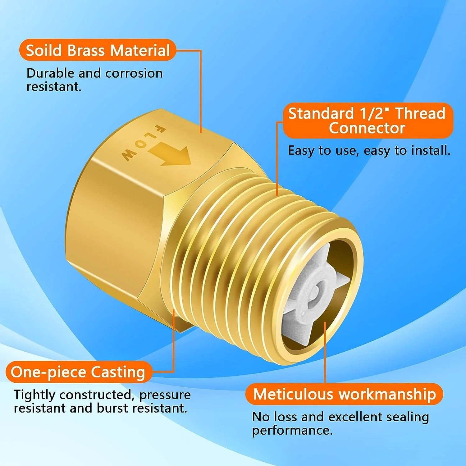 1/2 inch NPT Thread Brass  Non Return One Way Check Valve  Female to  Male  Check Valve for Water Heater