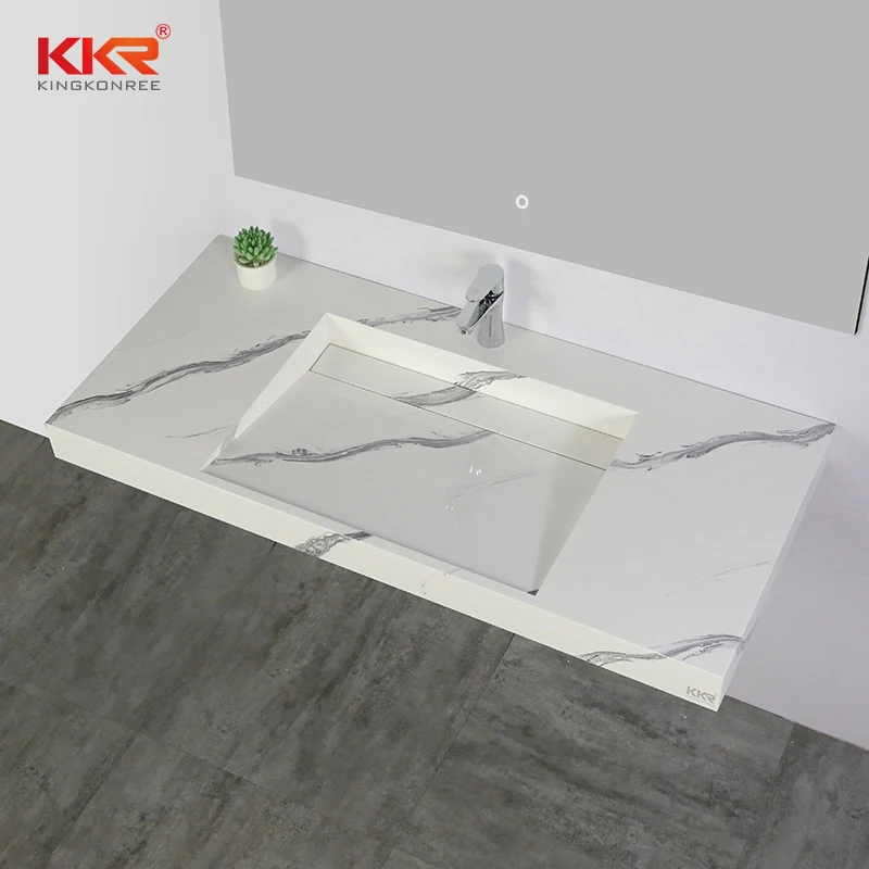 Cupc White Vessel Vanity Wash Basin Acrylic Stone Sinks Single Bowl Rectangular wall hung Sink