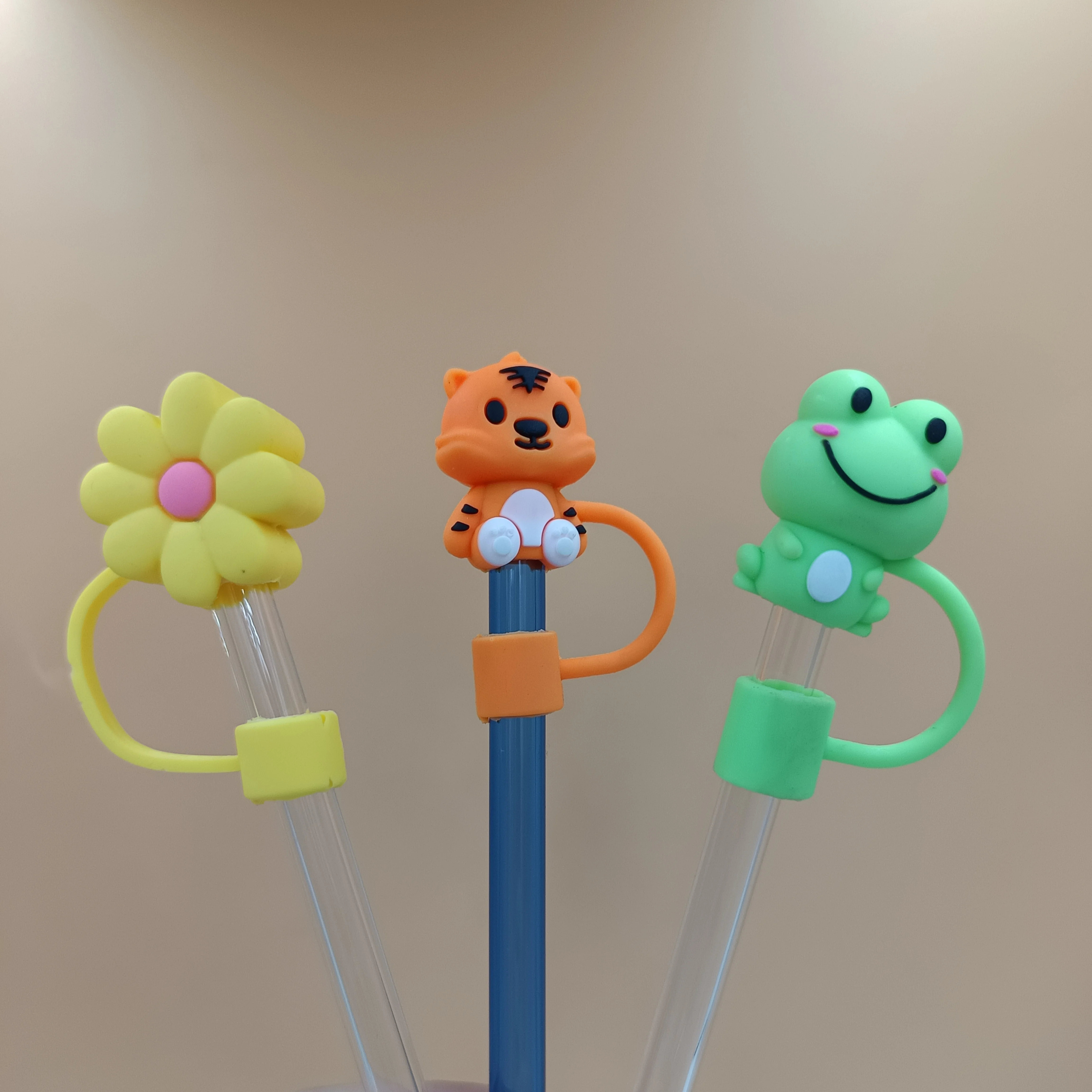 Hot Selling 10 MM PVC  Party supply top seller Drinking Straw Cover  with cartoon animal white cloud flower dust proof straw cap