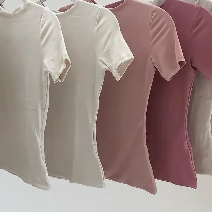 T shirt Manufactures Clean Finished Double layers 50 Sun Protection High Elastic Spandex Material Classics Basic Women T shirts