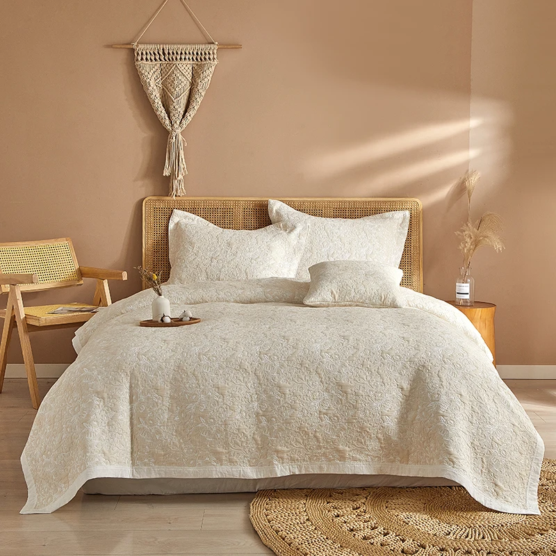 king size cotton Comforter set Bedding Sets 3pcs jacquard Bedspreads Close skin soft  Stitching Quilt set bed blanket