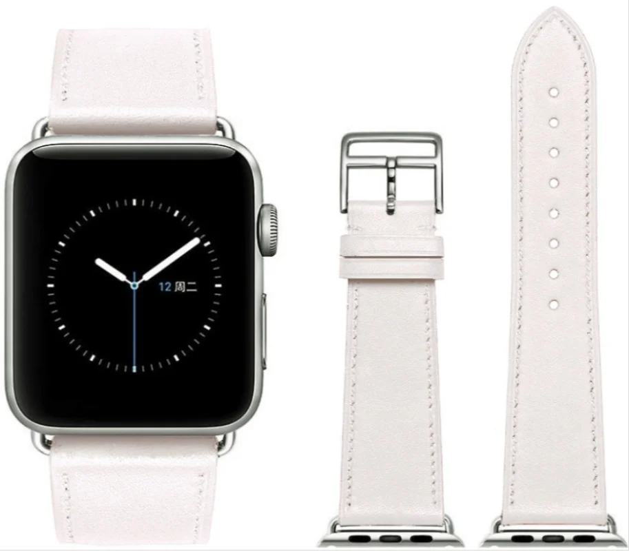 
38/40/42/44mm Italian Leather Watch Straps with Silver Buckles 