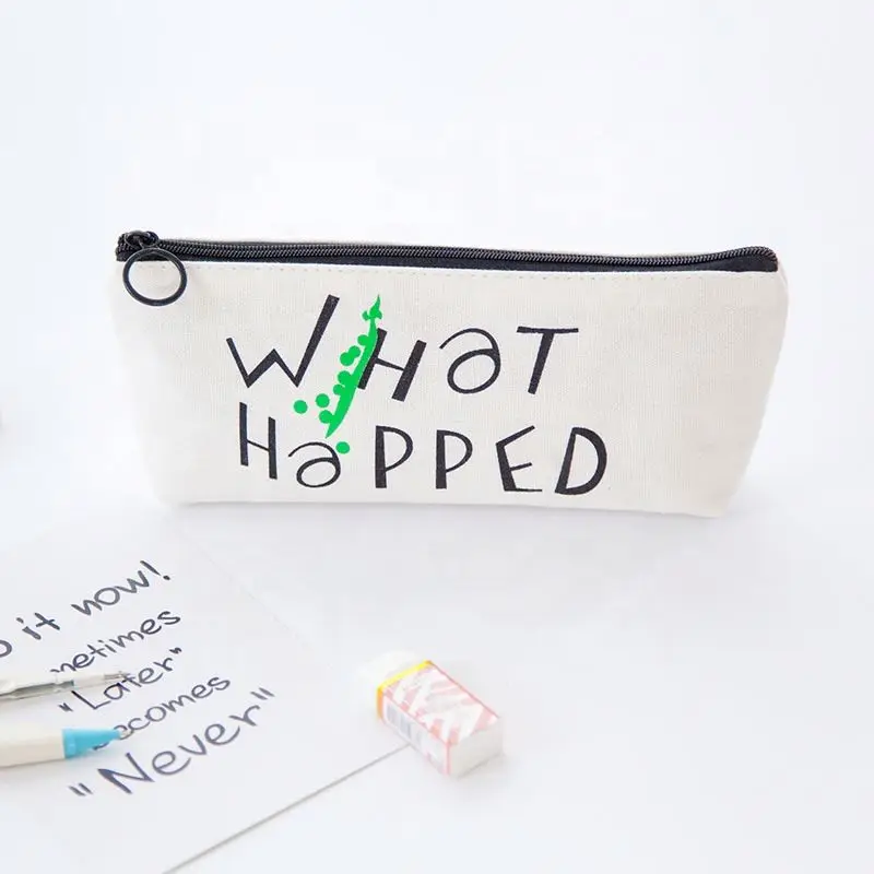 Ready to ship zipper unisex school pen pouch fabric pencil case pen in bulk