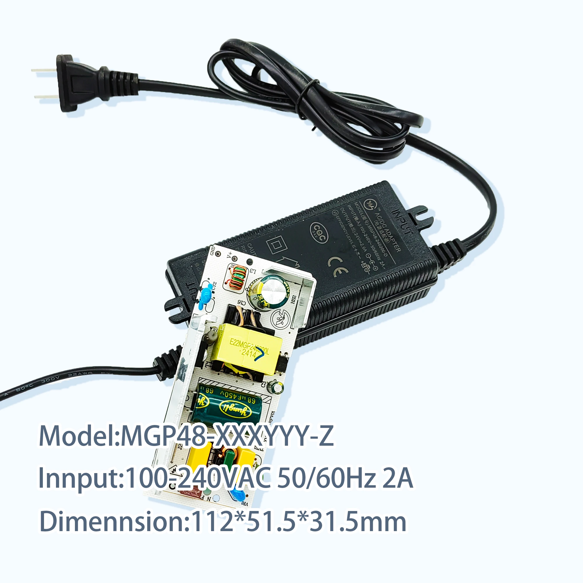 British specification plug power adapter 24V2A, power adapter with short circuit protection, over-voltage protection, etc.