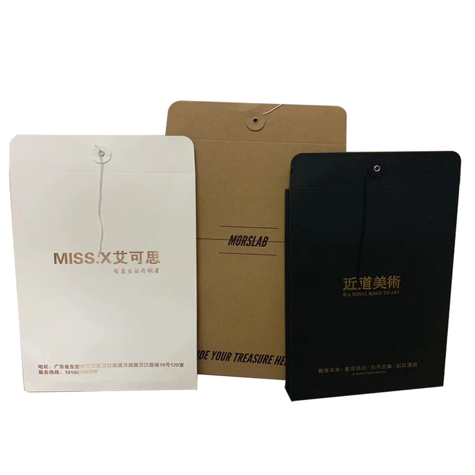 Expandable File Pocket with Custom Logo, A4 Kraft Paper Envelopes for Packaging Documents with Snap Closure