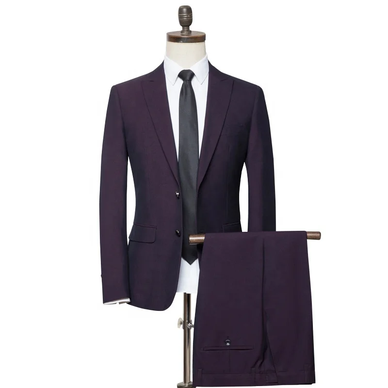 
2020 Dark Purple High Quality Formal Slim Fit Business Meeting Wedding Suits for Men 