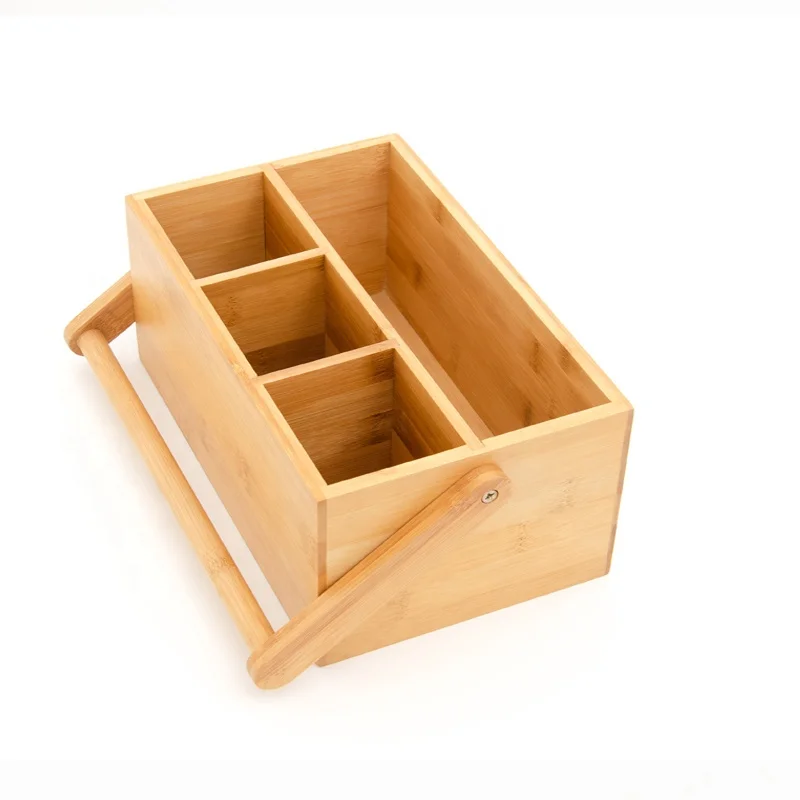 Multifunctional Handle - Buy Bamboo Cutlery  Utensil Flatware with Caddy 4 Compartment