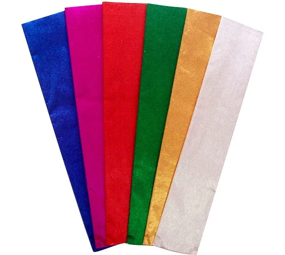 Wholesale Metallic Crepe Paper for Kids Gold Silver Crepe Paper Folds Multi Colors 10PCS Craft Metallic Foil Crepe Paper