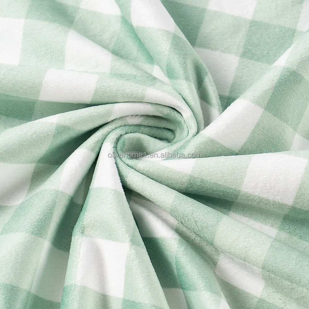 Green Checked Rabbit Security Blanket Soft Lovey Lovie Baby Gifts Set Toy Stuffed Animal Blanket for Newborn Girls