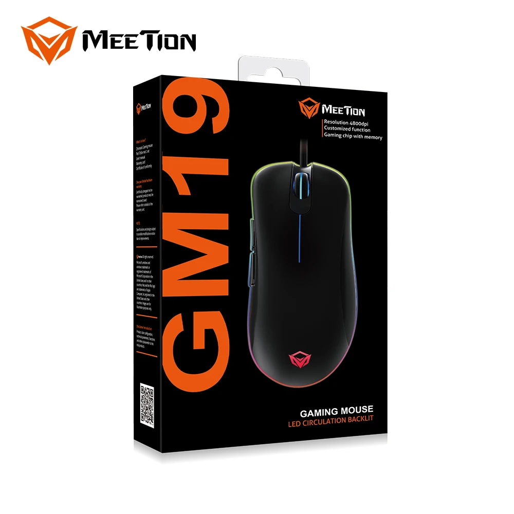 MeeTion GM19 Gamer Wired Illuminate Glowing Light Rbg Pro Oyuncu Led Drivers Usb 7D Gaming Mouse