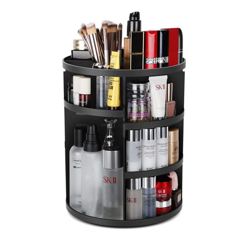 DIY Adjustable Bathroom Makeup Carousel Spinning Holder Rack 360 Rotating Makeup Organizer for Home