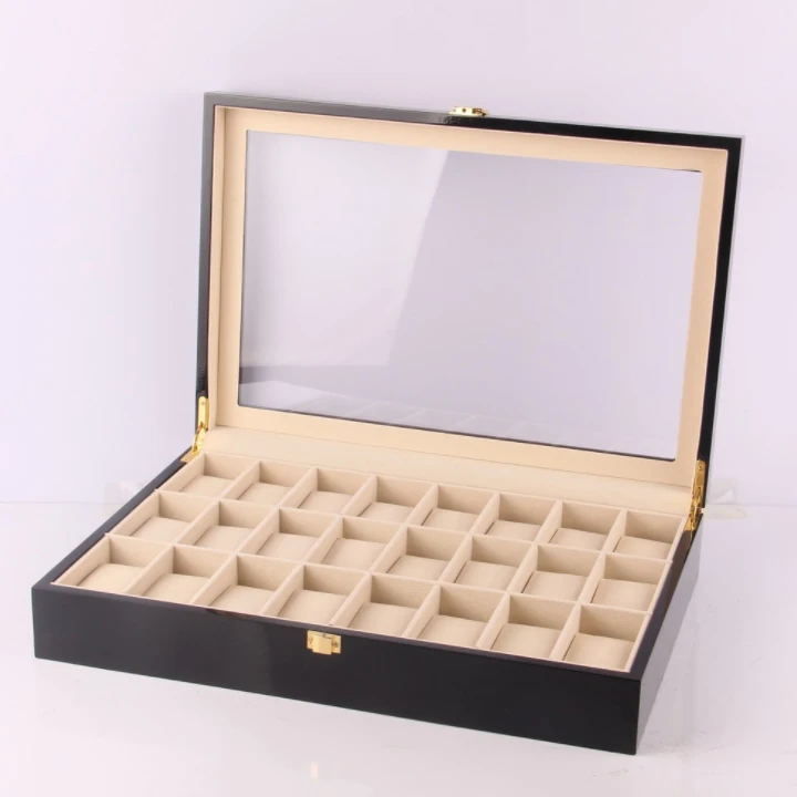 
Top grade wooden gift box empry 24 slots watch box with eva foam inlay holder 