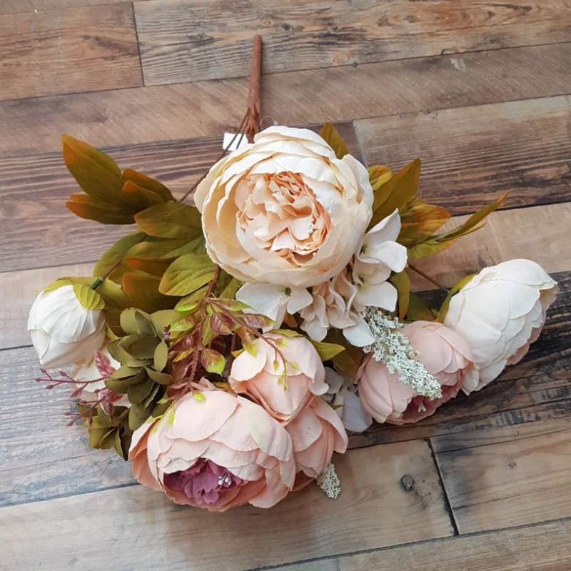 INUNION Factory Wholesale Silk Peony Bouquet Vintage Artificial Peonies Flower Arrangement for Home Wedding Party Decor