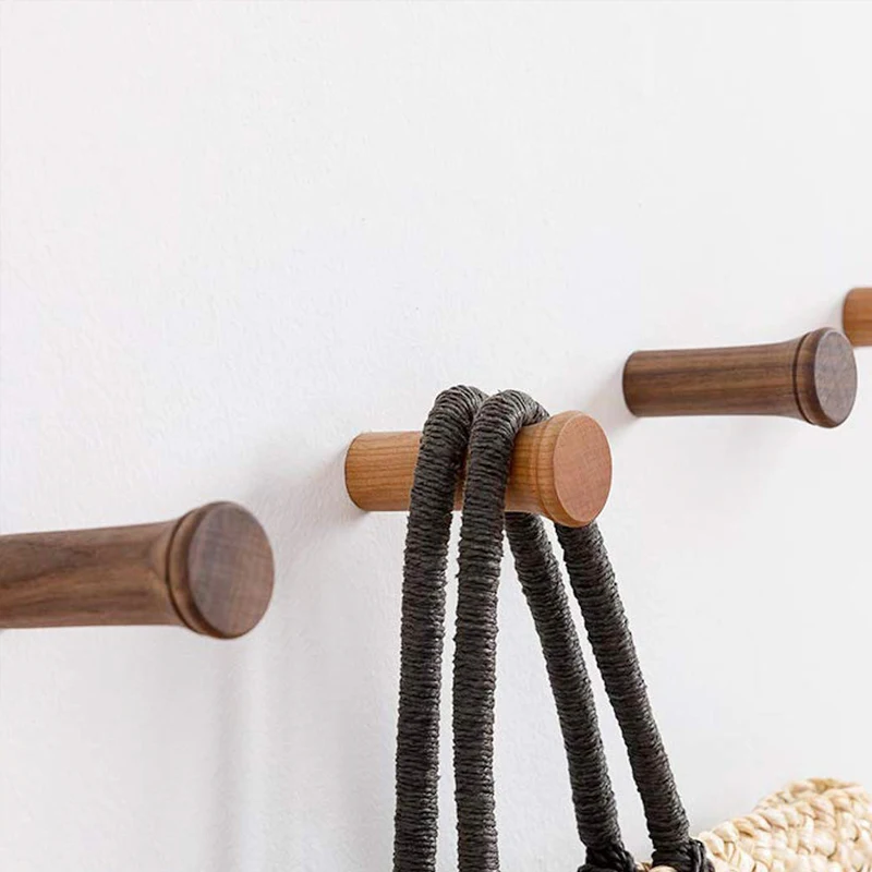 Wholesale factory direct price wood wall hook vintage wooden coat rack hanging hooks with screw