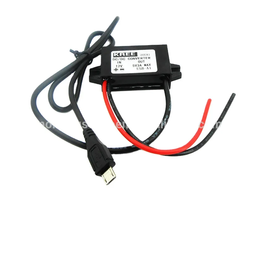 DC12V To DC5V 3A 15W USB Car Power Charger Adapter Step Down Module DC-DC Converter for GPS / Vehicle Recorder/Phone/MP3/MP4