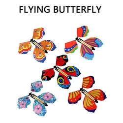 Artificial magic flying butterfly worked by elastic band tricks change hands funny prank joke mystical fun surprise gift toy