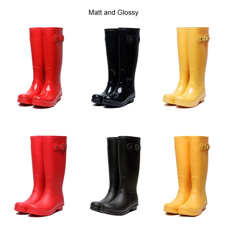 High Quality Custom Outdoor Big Red boots Knee High Waterproof Rubber Rain Boots For Women