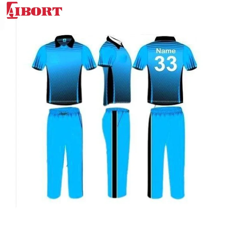 Blue New Sublimation Tennis Shirt Design And Trouser Jersey Cricket OEM Custom your team design logo name number by sublimation