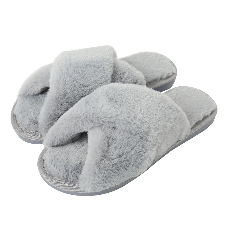 2021 winter slides slipper cozy plush furry slippers for women cotton female house custom cheap wholesale ladies flat fluffy