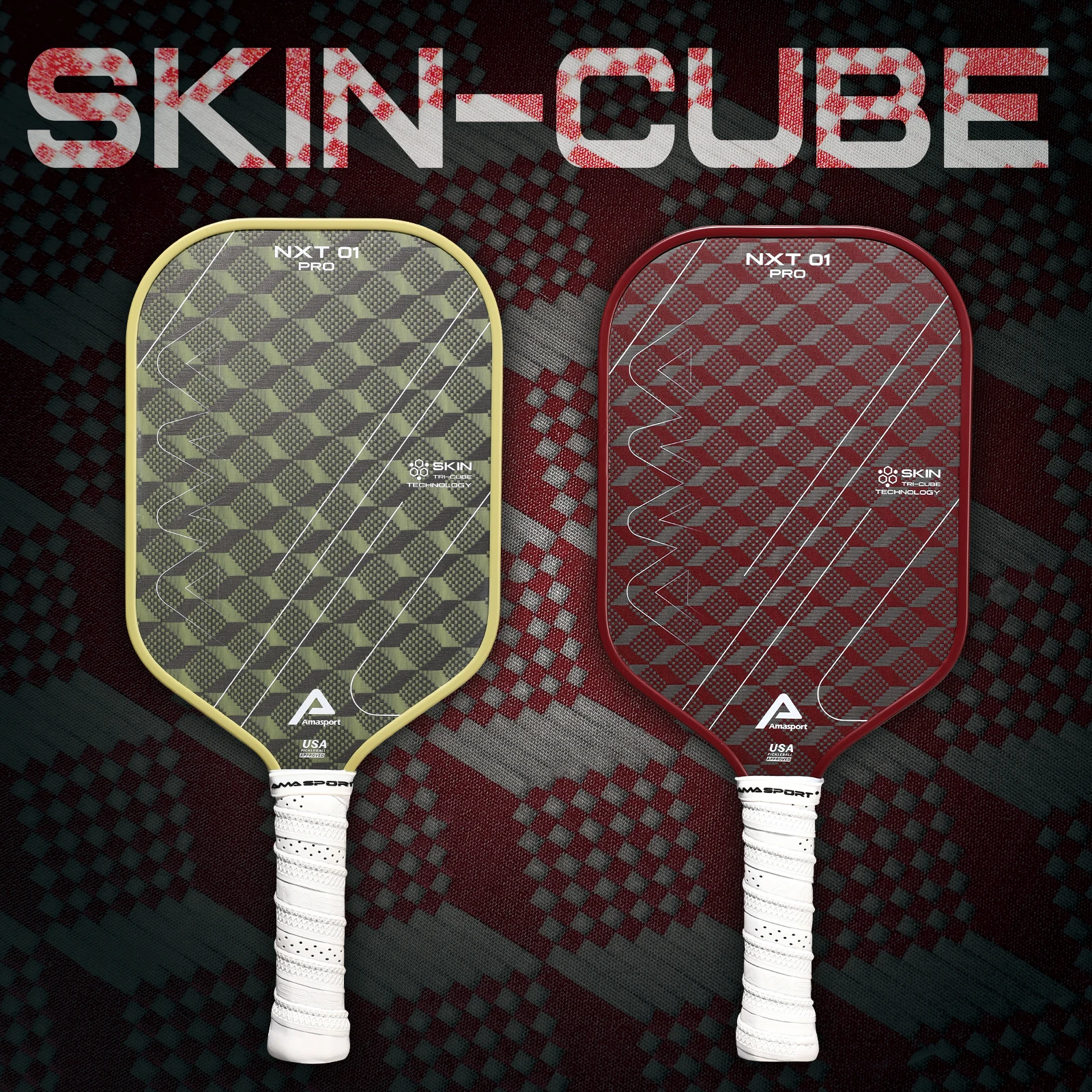 AMASPORT Upgraded NXT01 Pro Custom PP Honeycomb Carbon Fiber Pickleball Paddle Rackets