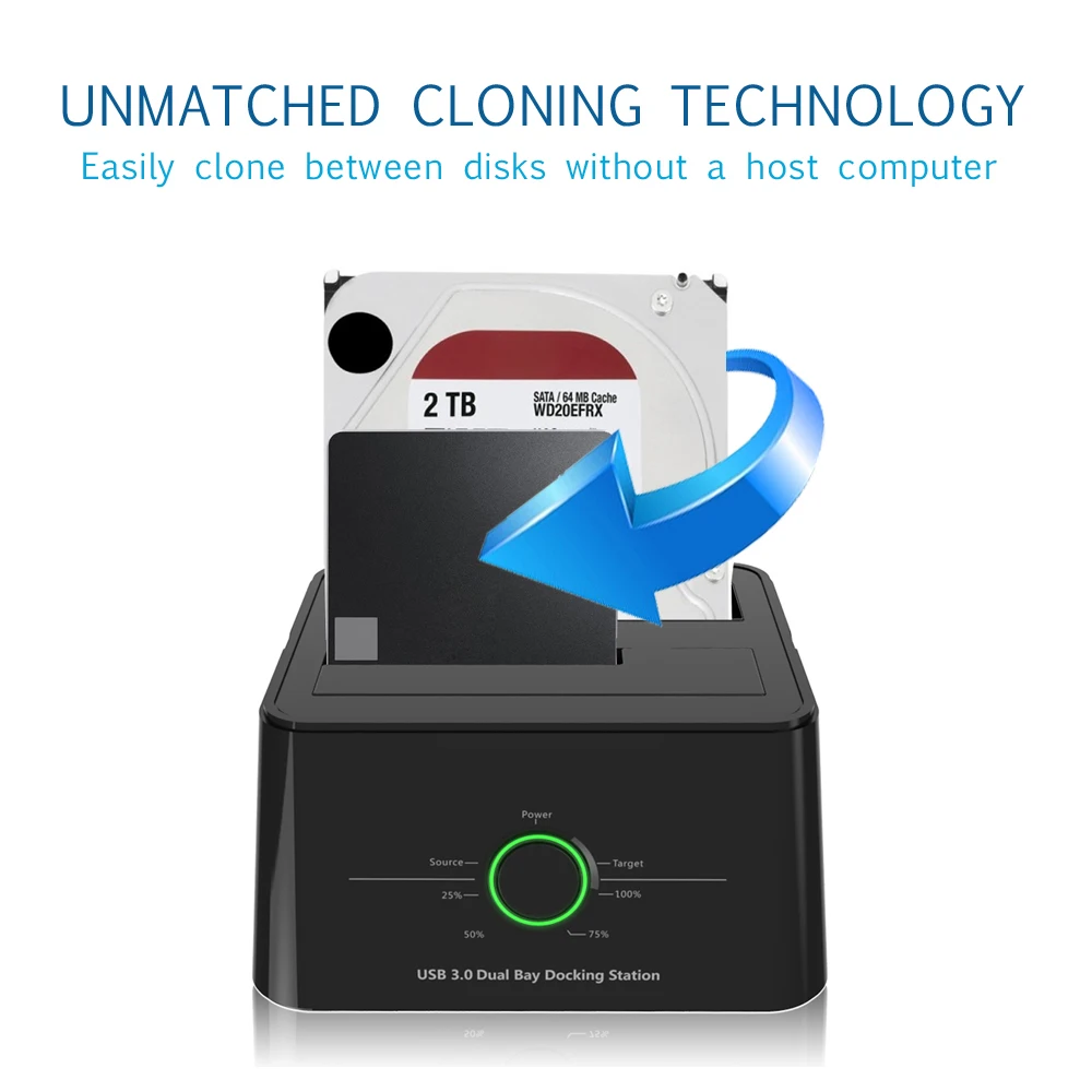 High Speed USB 3.0 Dual Bay all in 1 hdd docking station