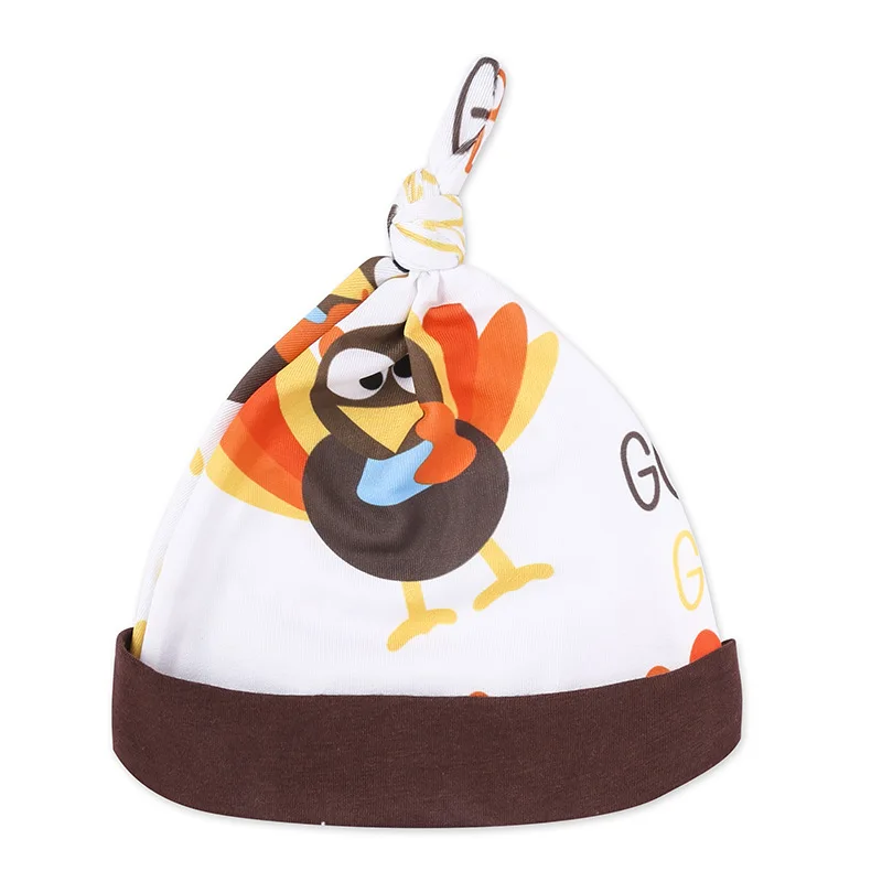 IHJ394 kids clothes set Thanksgiving turkey print romper + hat three-piece baby outfits