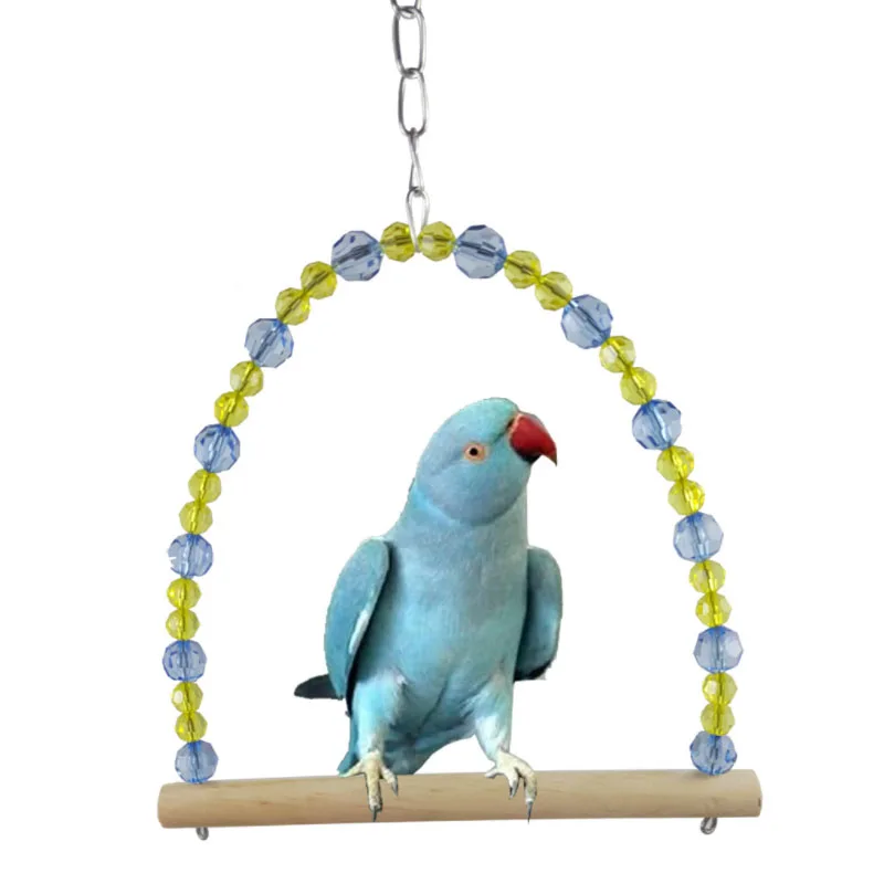 Hot Selling Flying Trapeze Birds Hanging Toys Parrot Rope Hanging Bird Toy Colorful Beaded Parrot Swing Bird Stand