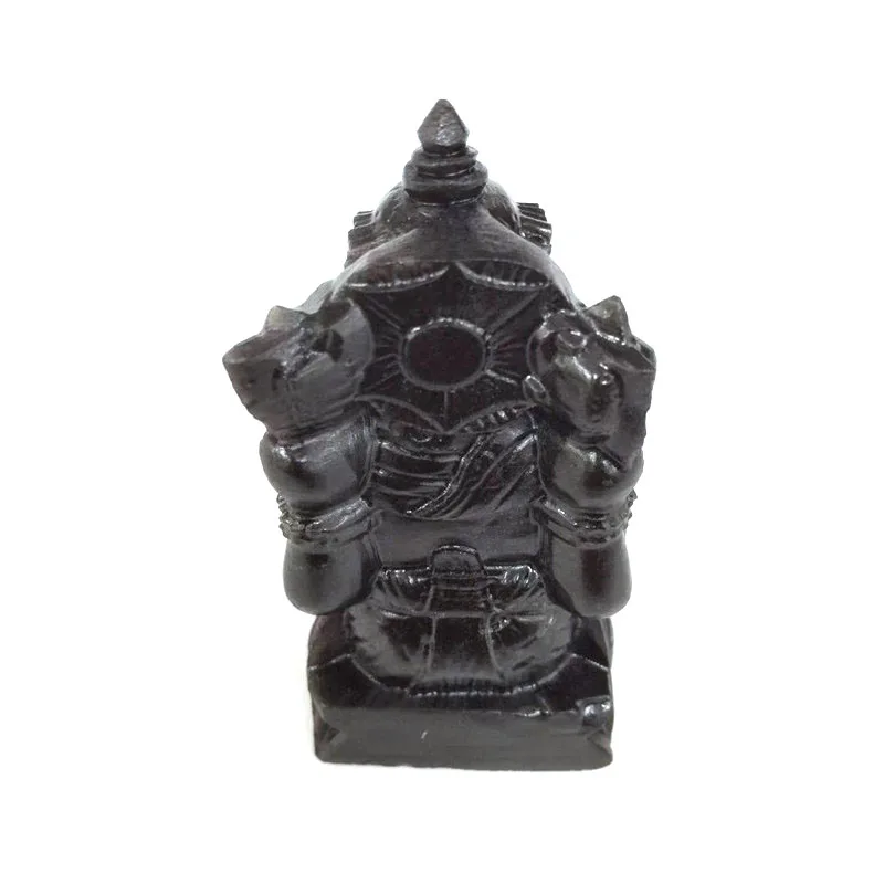 Hot sale natural hand carved healing quartz black obsidian crystal ganesha statue for decoration