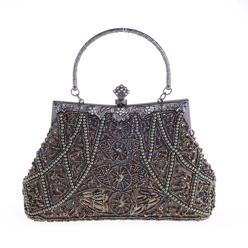 Retro Handbag Luxury Evening Clutch Bag Pearl Embroidered Design Ladies Wedding Party Dinner Bags for Women Purse High Quality