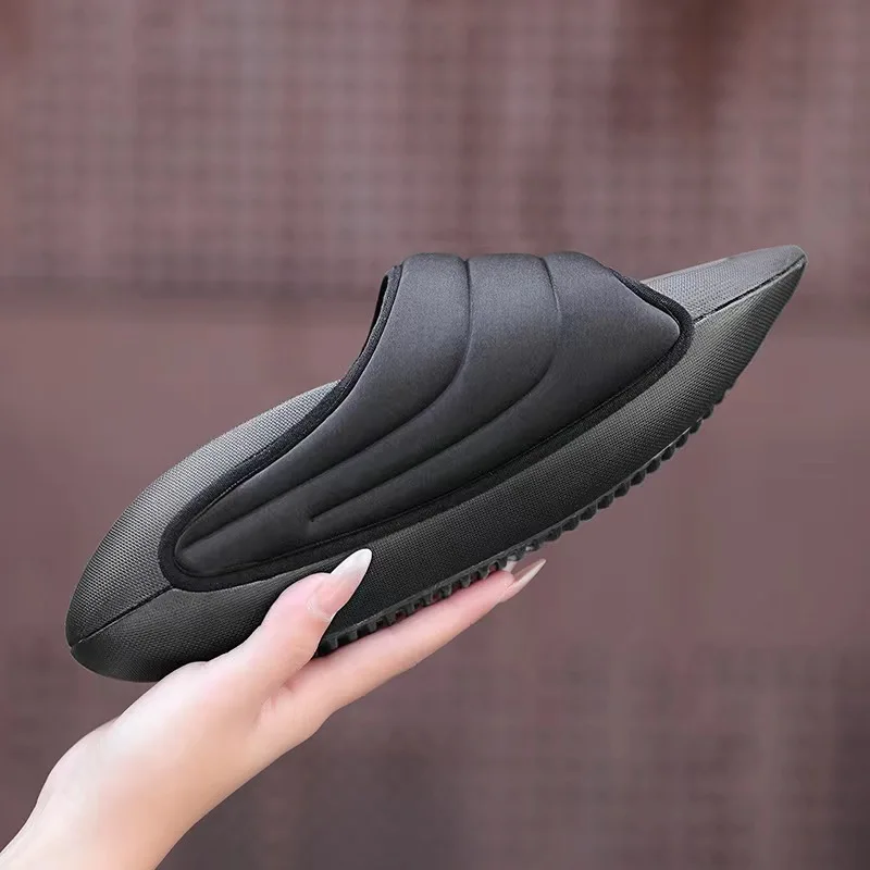 Custom Logo Unisex Outdoor White Black Slip On Summer Beach Slippers Men Space Ship Upper Massage EVA Platform Slides