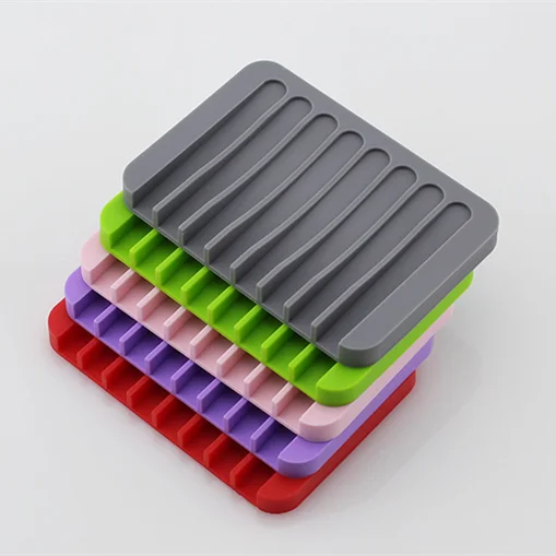 
Drop shipping 3-in-1 Multifunctional Non-slip Soap Holder Draining Soap Box Soft Silicone Soap Rack 