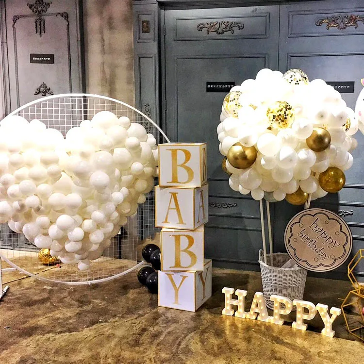 New wedding round grid arch wedding background grid screen Sen wrought iron grid round balloon decoration