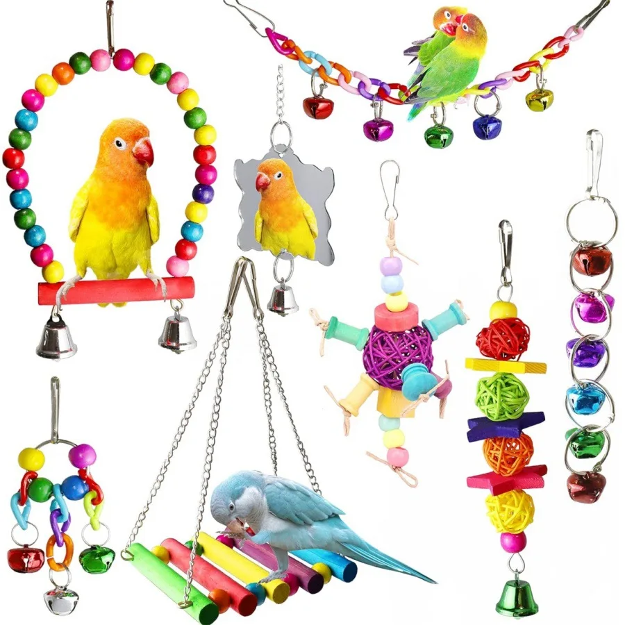 Joysing High Quality Safe Wood Bird Toys Perch and Ferrule for Parrot Chewing High End Pet Toys