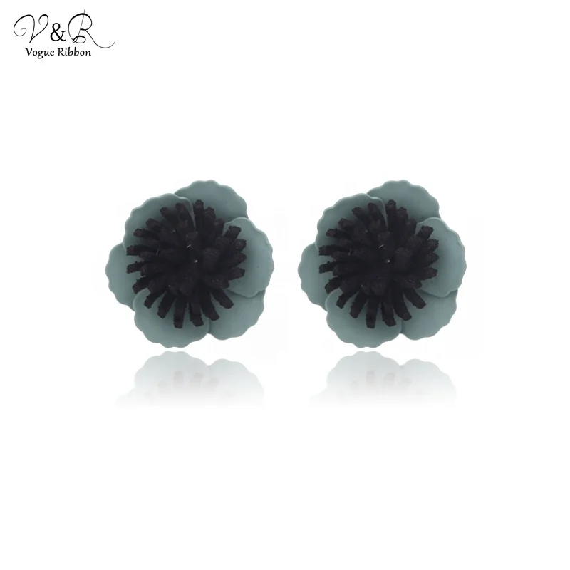V&R Fashion Jewelry Korean Gold Metal Texture Floral Flower Stud Earring For Women